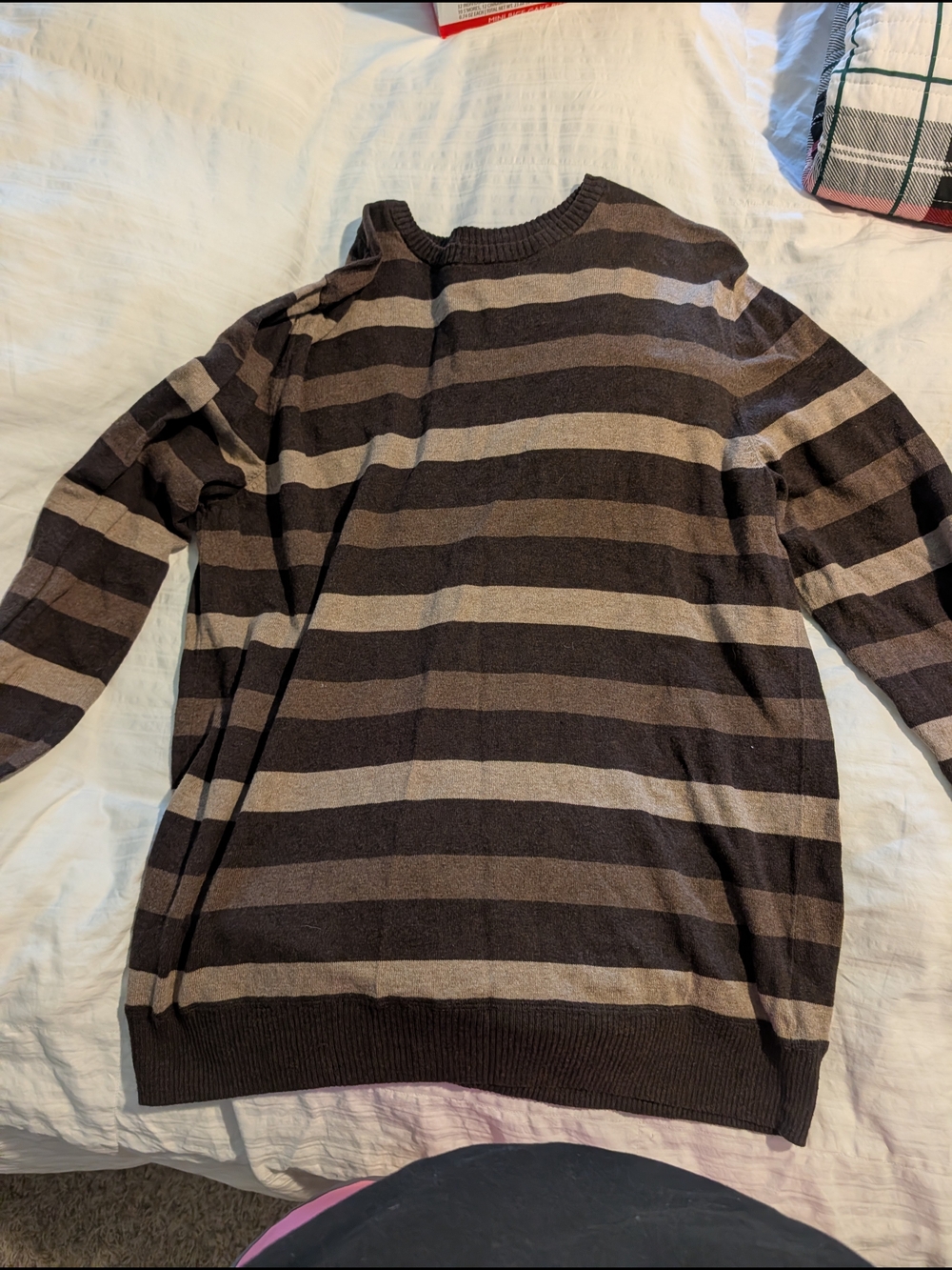 Sonoma Brown and Tan Striped Crewneck Sweater